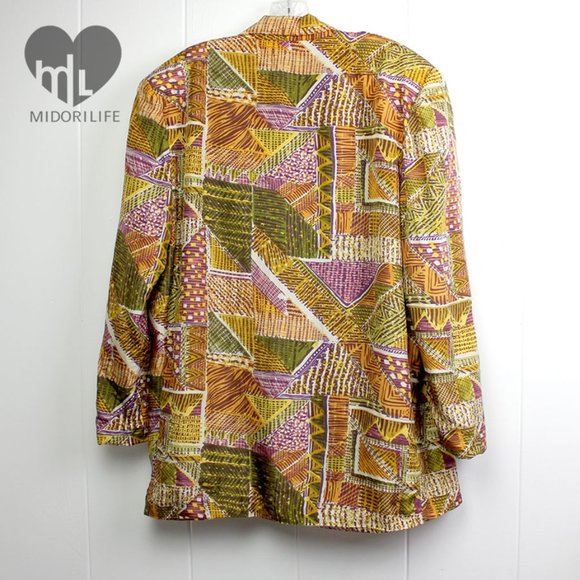 CAROL HORN WORKSHOP Colorful Silk Blazer - Picture 2 of 8